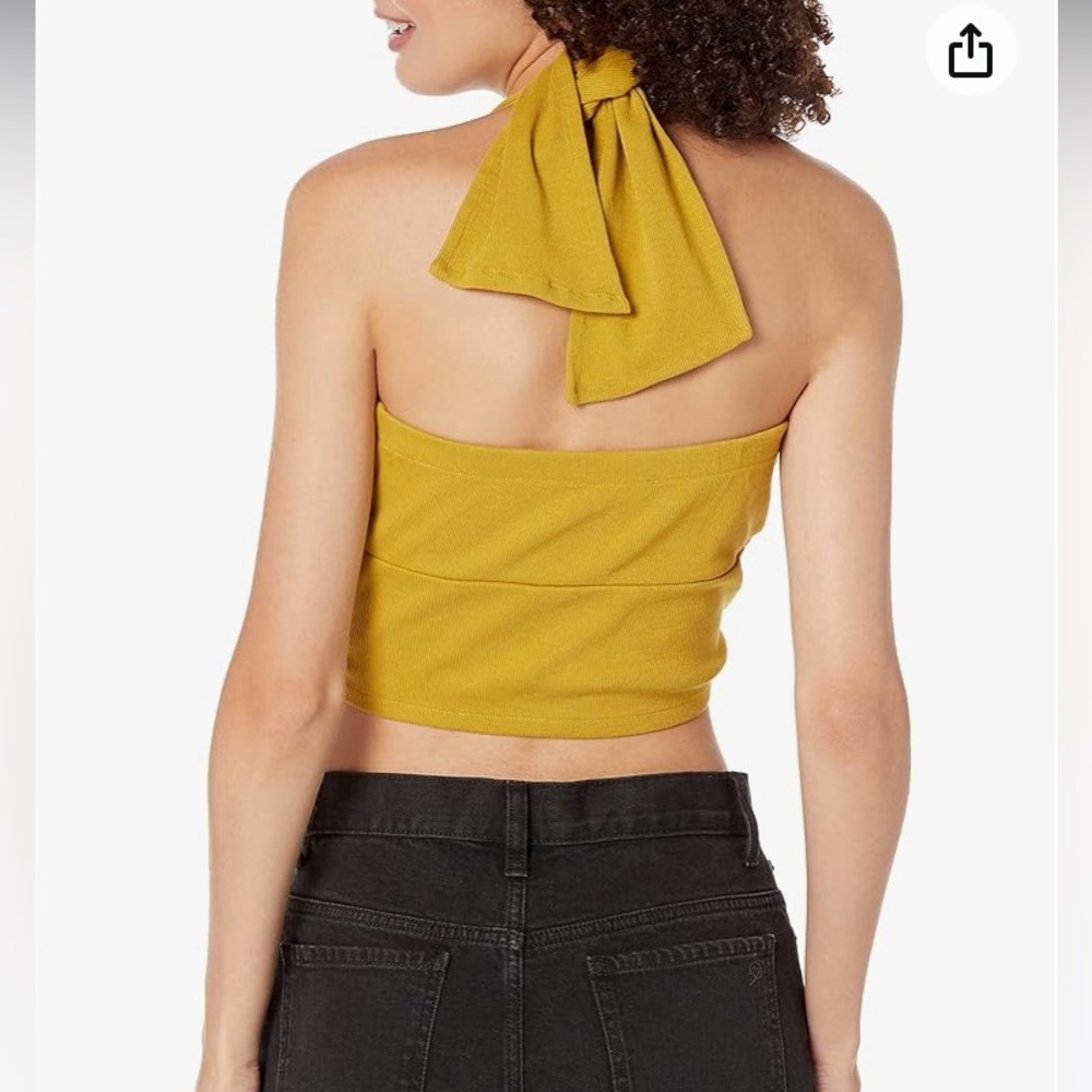 NWT The Drop citronella color wrap around ,Rib ,bustier cropped top S,M,L. - Picture 3 of 11